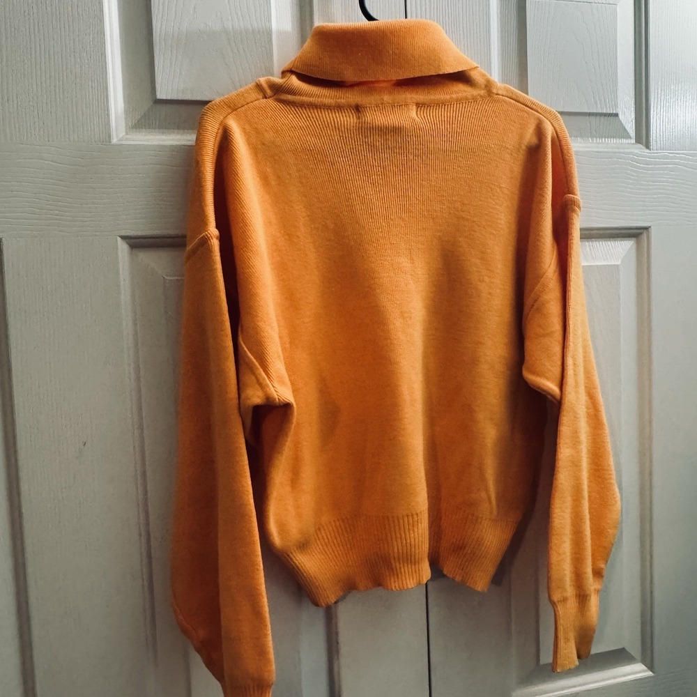 Vtg 80s 90s Obermeyer Womens Small Wool Knit Ski-T‎ Turtleneck Sweater Orange - Picture 3 of 10